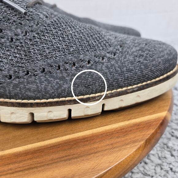 Cole Haan Mens 12 ZeroGrand Stitchlite Gray Wingtip Casual Daily Oxford Sneaker - Picture 4 of 13
